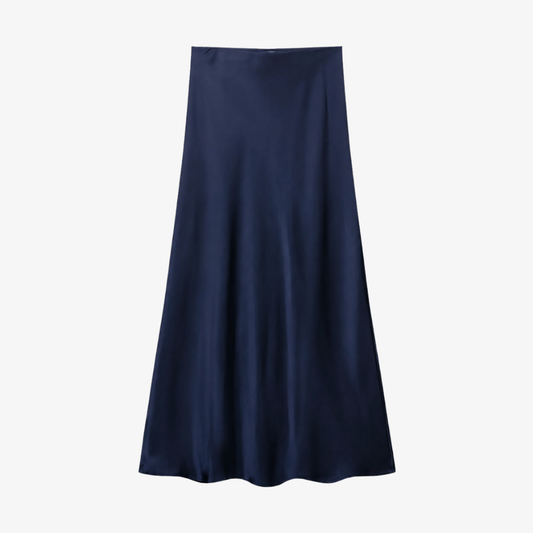 Long Navy Satin Skirt – Chic & Timeless
