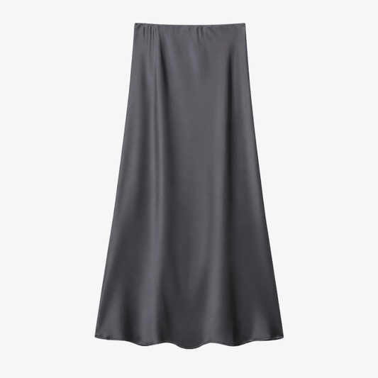 Dark Grey Satin Maxi Skirt – Elegance & Modernity