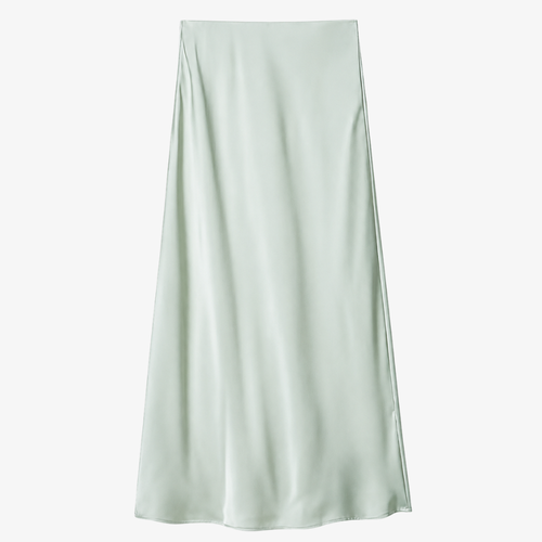 Light Green Satin Maxi Skirt – Fresh & Elegant