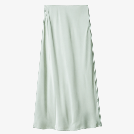 Light Green Satin Maxi Skirt – Fresh & Elegant