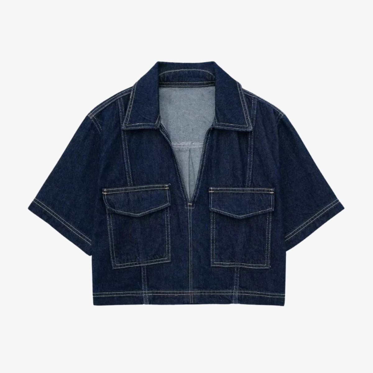 Veste en Jean Manches Courtes à Poches