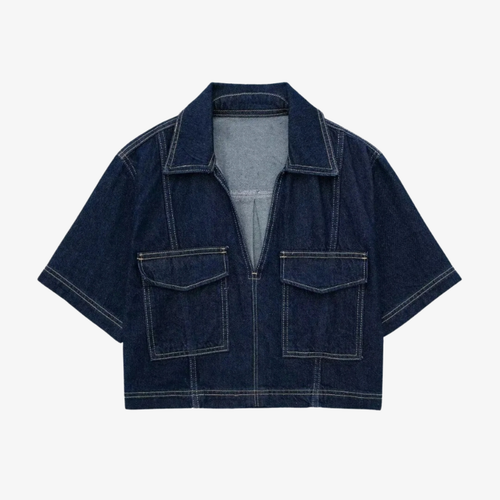 Veste en Jean Manches Courtes à Poches