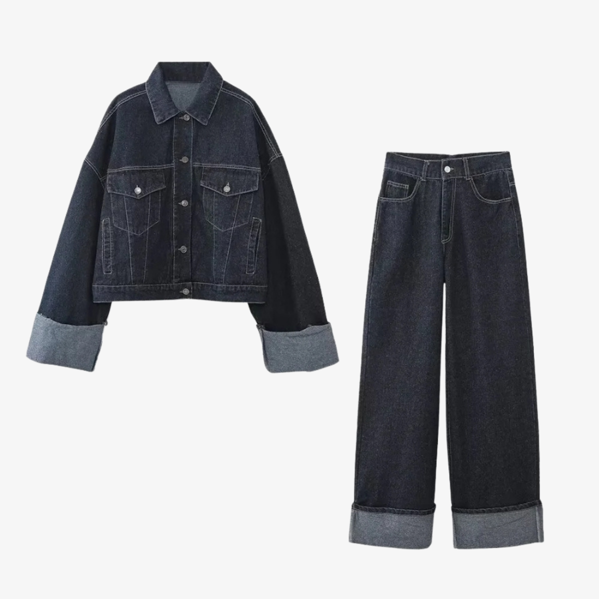 Ensemble Veste & Pantalon en Jean Foncé