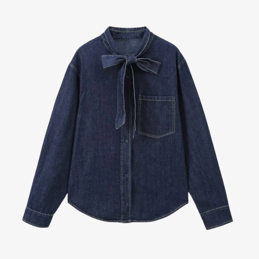 Denim Shirt with Tie – Casual Elegance