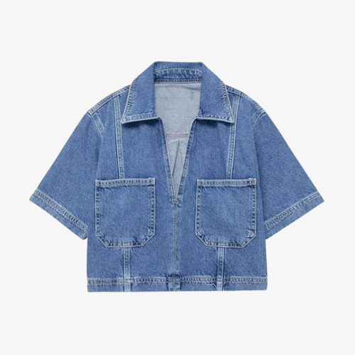 Veste en Jean Courte à Manches Courtes – Style Décontracté