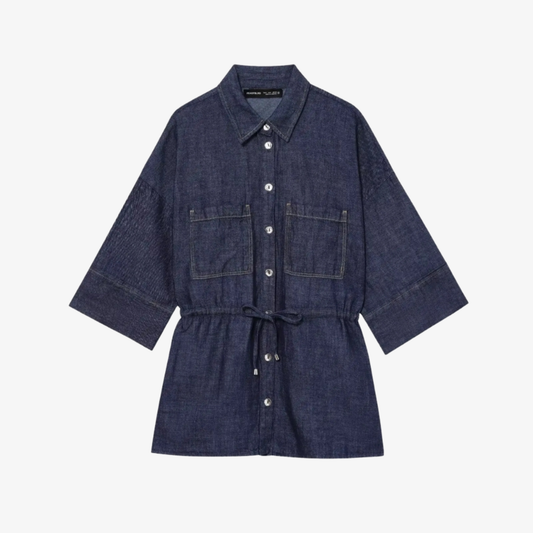 Belted Denim Shirt Jacket – Urban and Elegant Style