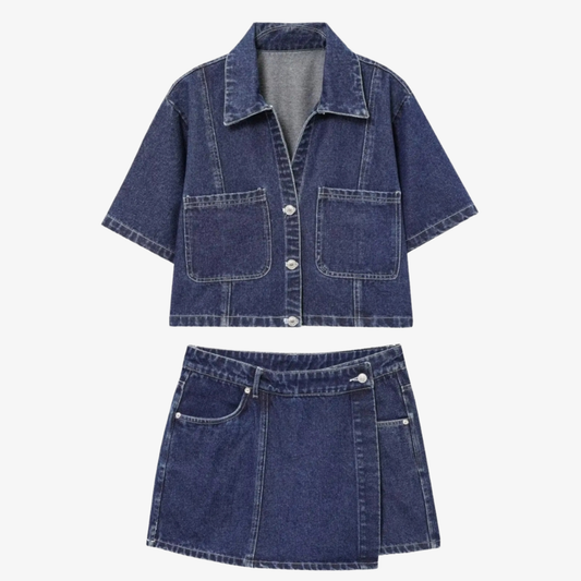 Denim Jacket & Skirt Set – The Trendy Denim Duo