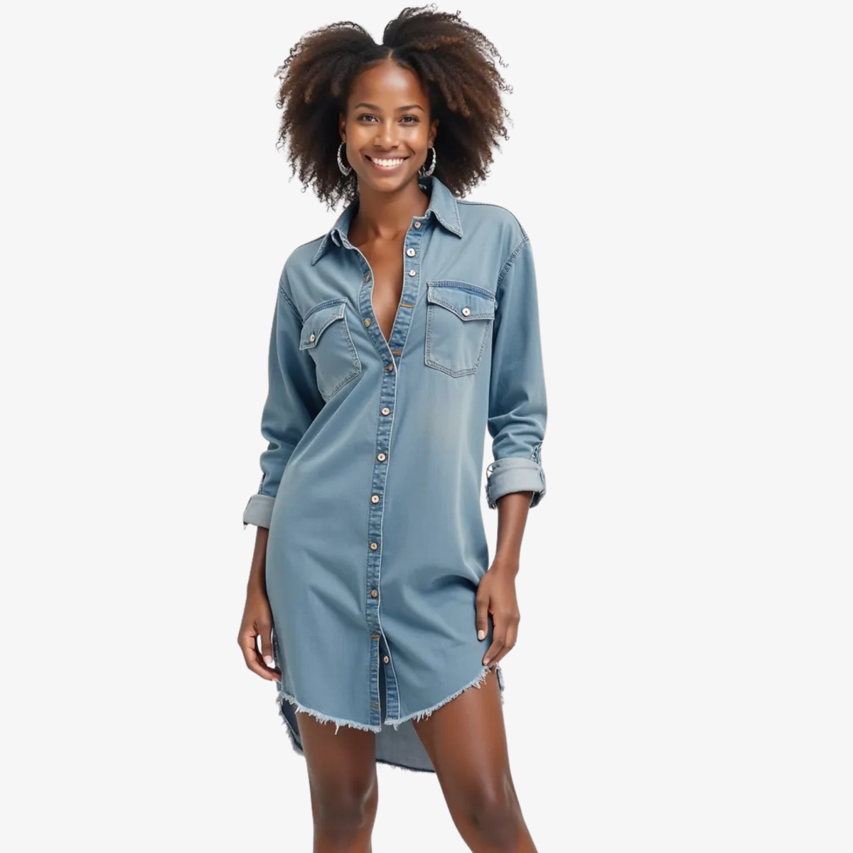 Robe-chemise en denim Casual Chic