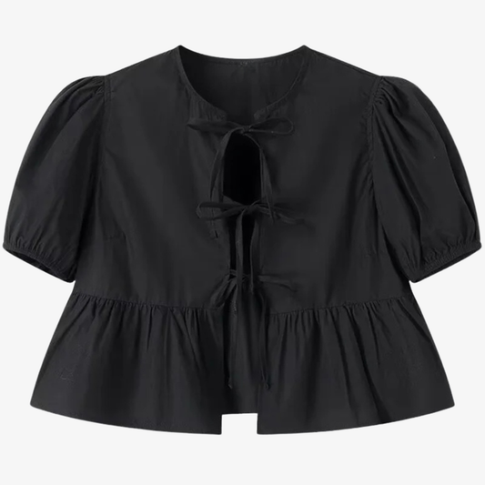 Black Blouse with Ties – Timeless Elegance