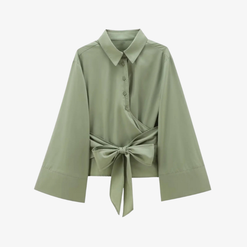 Chemise Verte Ceinturée – Style & Élégance