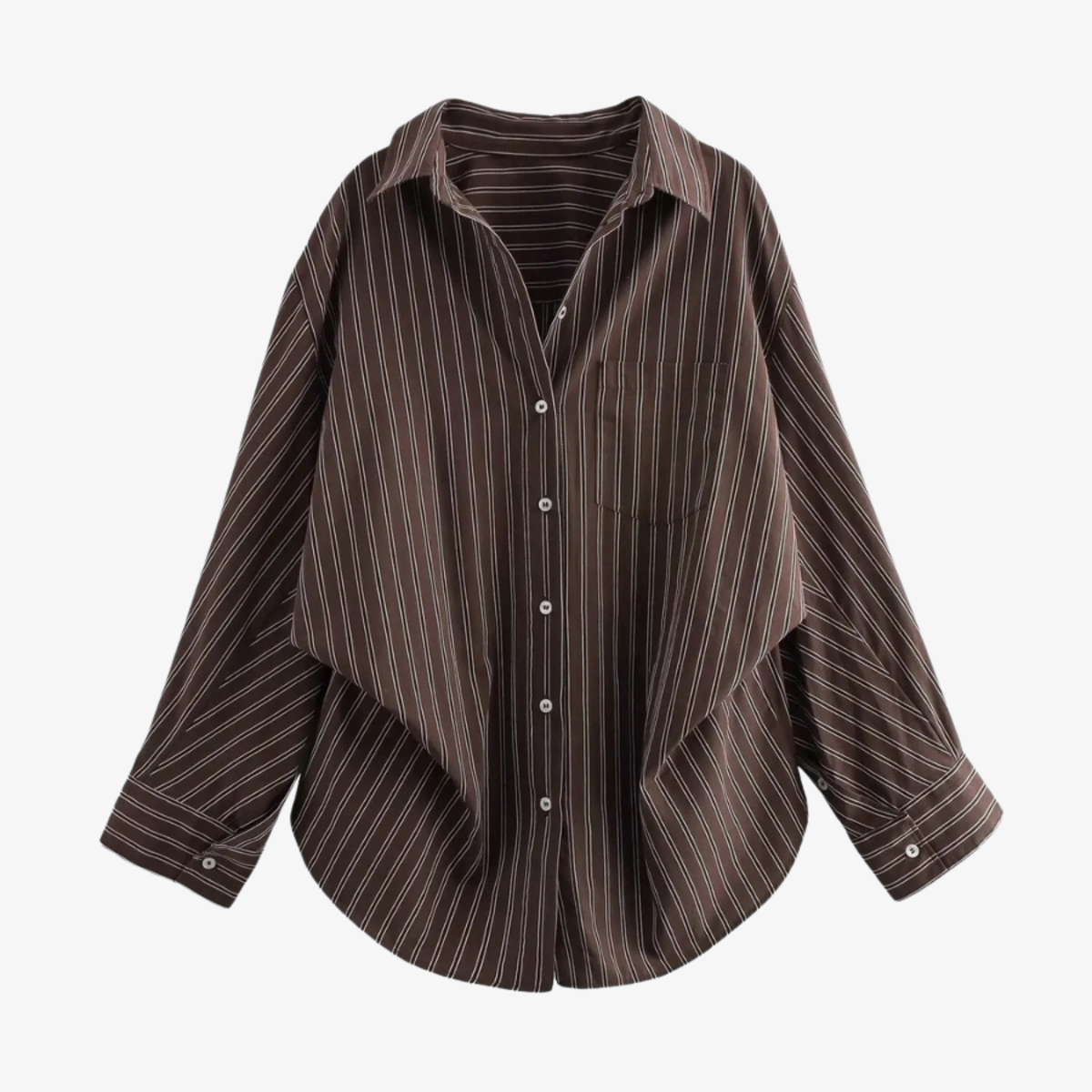 Chemise Rayée Marron – Élégance Authentique