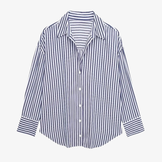 Navy Blue Striped Shirt – Timeless & Elegant
