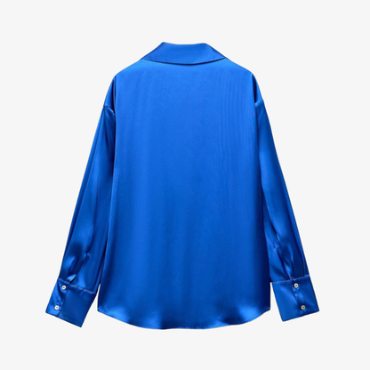 Chemise fine en soie bleu
