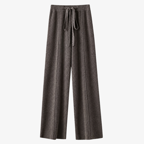 Pantalon Large Marron Foncé en Cachemire – Élégance Intemporelle et Douceur Luxueuse