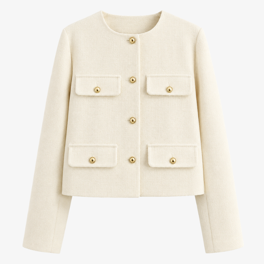 Chic ecru jacket with gold buttons