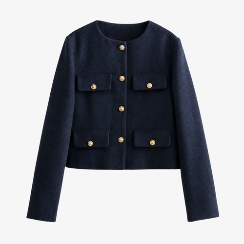 Veste Élegante Bleu Marine à Boutons Dorés
