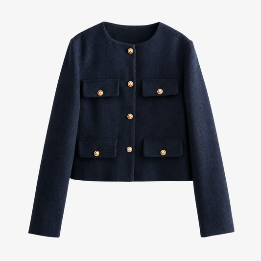 Elegant Navy Blue Jacket with Gold Buttons