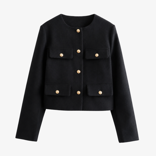 Elegant Black Jacket with Gold Buttons