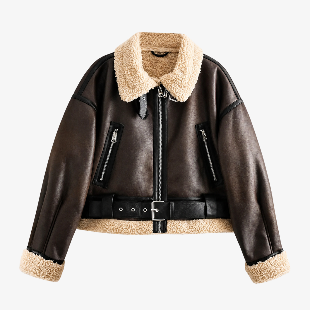 Veste Aviateur Fourrée – Marron Foncé