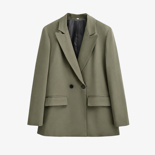 Elegant Oversized Blazer – Khaki Green