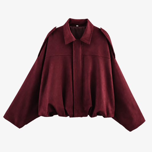 Oversized Structured Shoulder Jacket – Burgundy