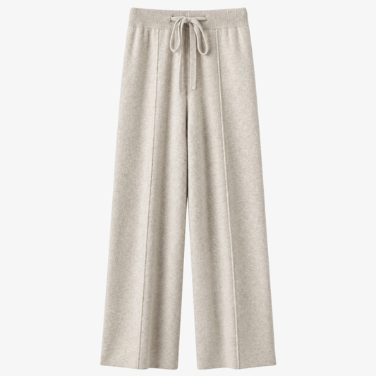 Light Beige Wide Leg Cashmere Trousers – Casual Elegance and Absolute Softness