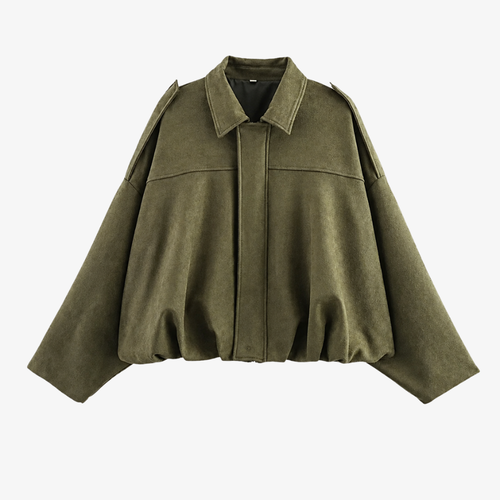 Veste Oversize Épaule Structurée – Vert Olive