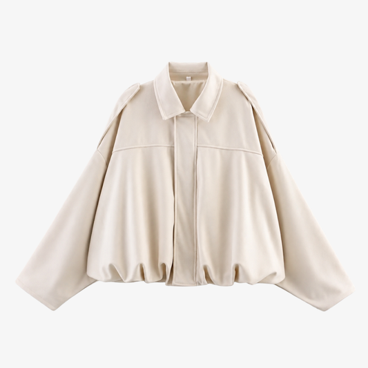 Oversized Structured Shoulder Jacket – Ecru Beige