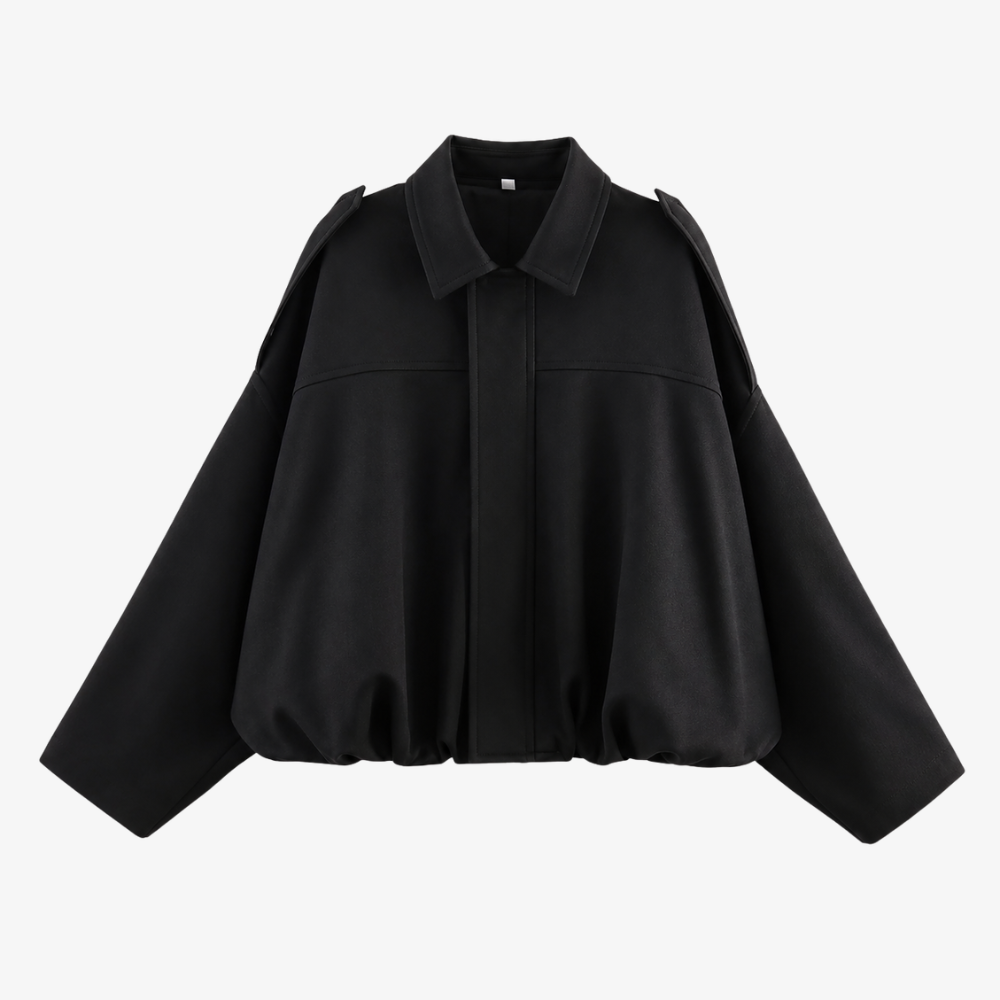 Veste Oversize Épaule Structurée – Noir Intense