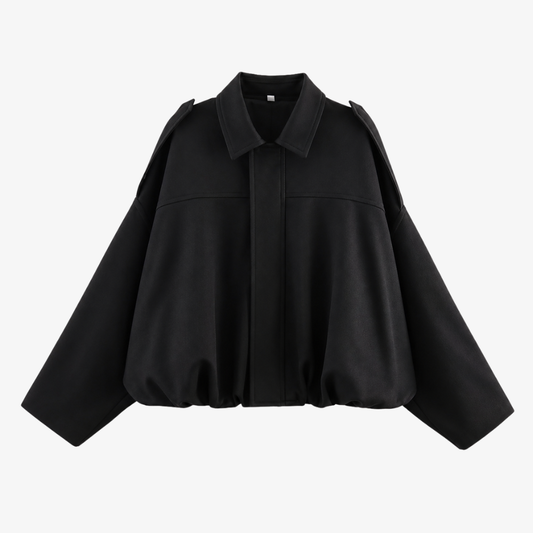 Oversized Structured Shoulder Jacket – Intense Black