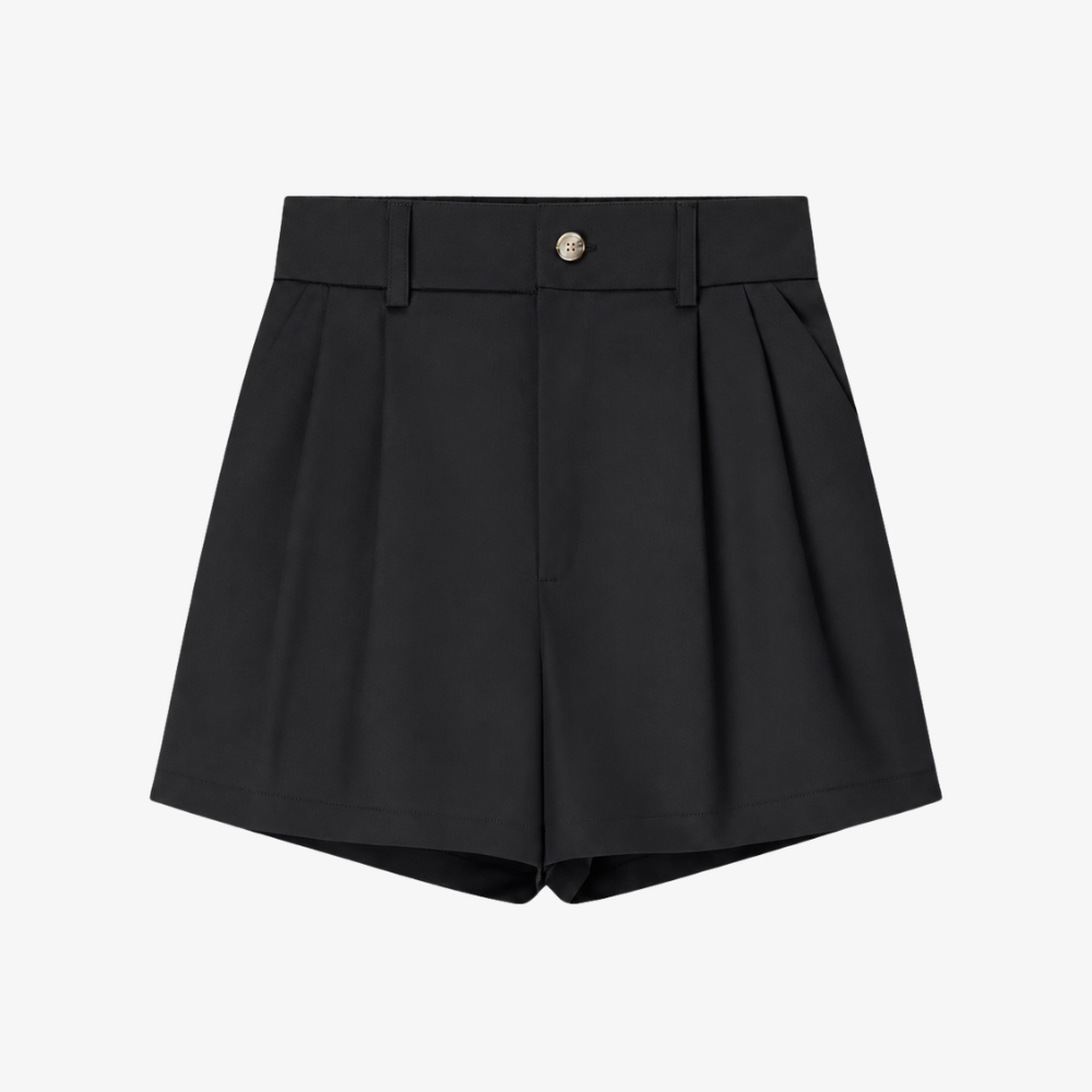 Short Taille Haute Plissé – Noir Intemporel