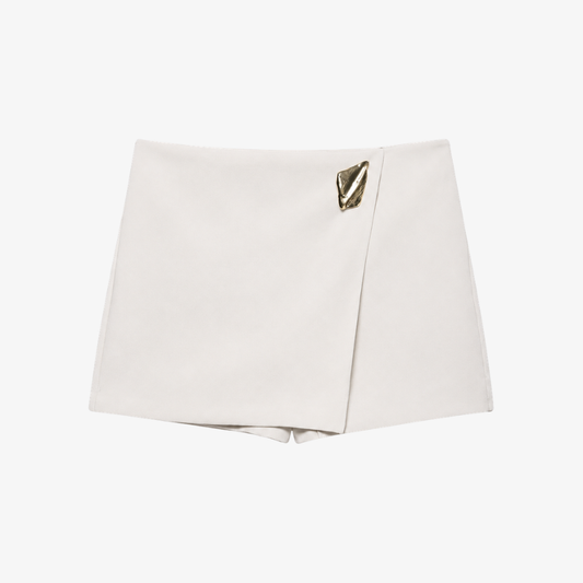 Asymmetrical Skort with Gold Detail – Off-White