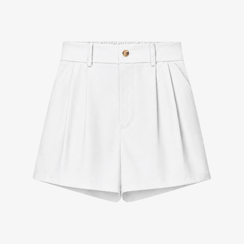 Short Taille Haute Plissé – Blanc Épuré