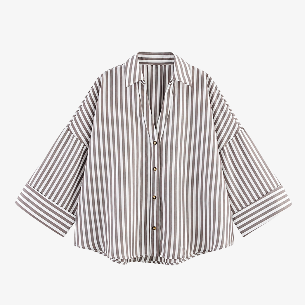 Chemise Rayée Marron – Élégance & Caractère