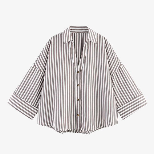 Chemise Rayée Marron – Élégance & Caractère