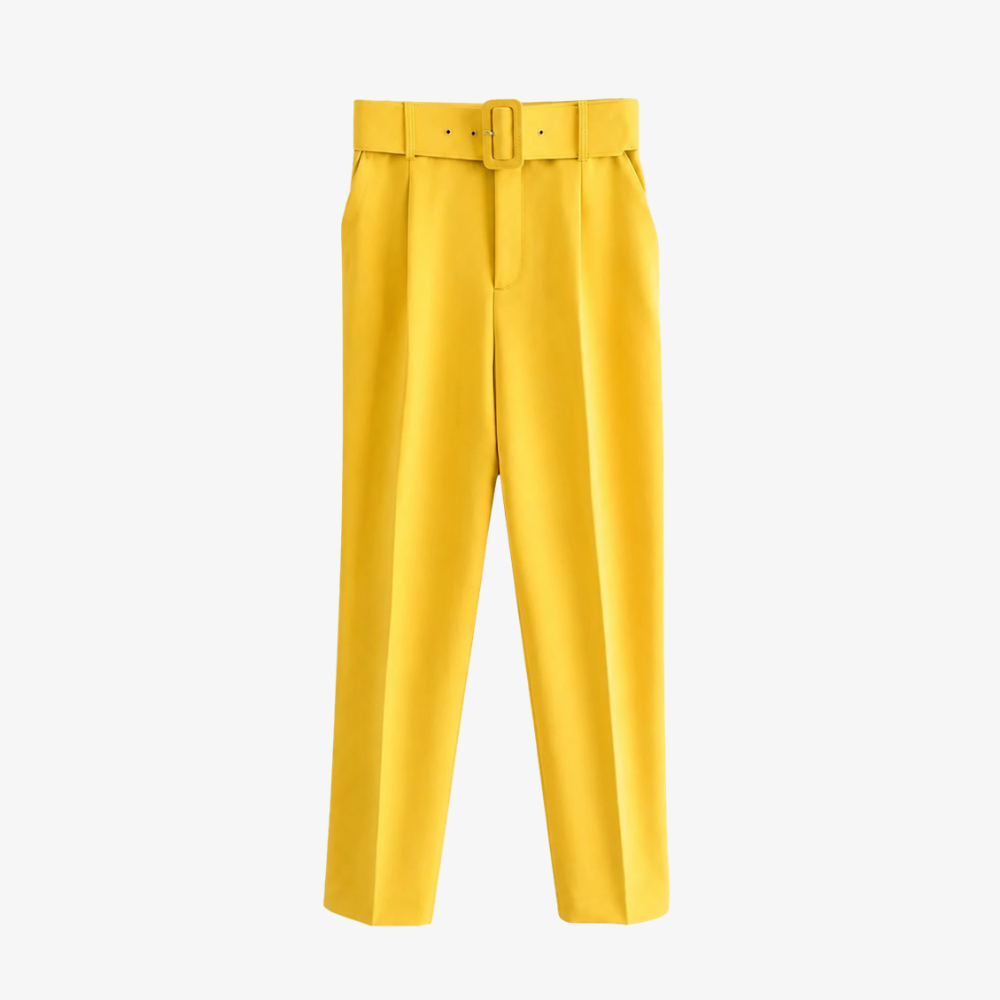 Pantalon Jaune Soleil avec Ceinture – Énergie et Élégance