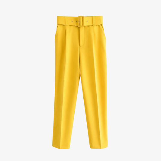 Sunshine Yellow Trousers with Belt – Energy and Elegance