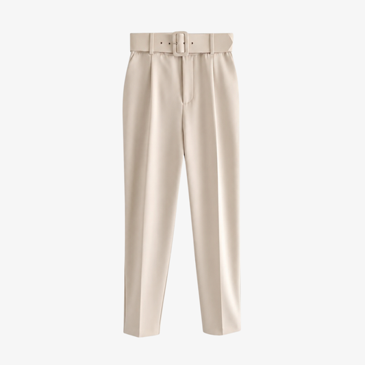 Light Beige Trousers with Belt – Timeless Elegance and Versatility