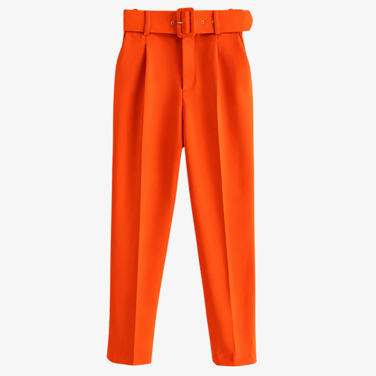 Orange Trousers with Belt – Vibrant Touch and Structured Elegance