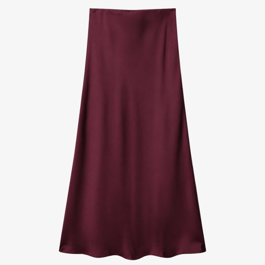 Burgundy Satin Maxi Skirt – Elegance & Intensity