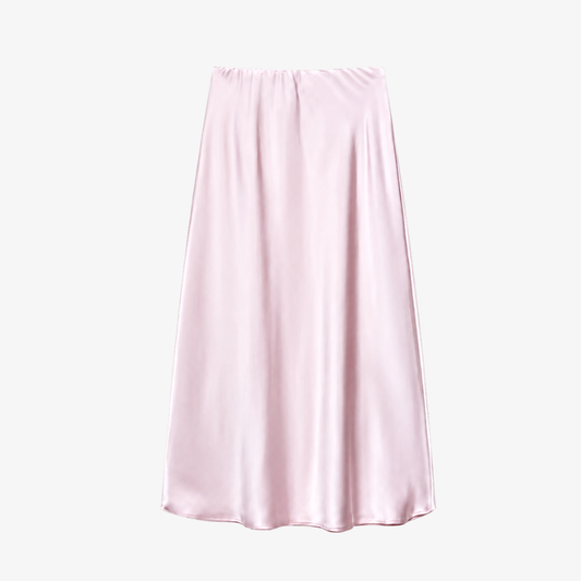 Powder Pink Satin Maxi Skirt – Softness & Elegance