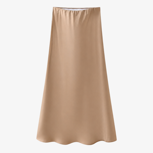 Beige Satin Maxi Skirt – Elegance & Simplicity