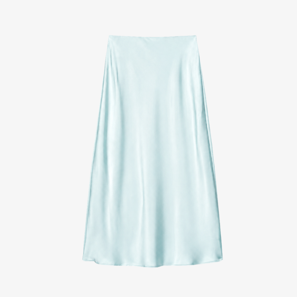 Jupe Longue Satinée Bleu Clair – Fraîcheur & Douceur