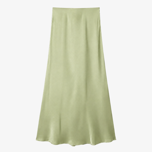 Jupe Longue Satinée Vert Pastel – Fraîcheur et Élégance