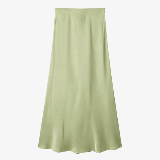 Long Satin Skirt in Pastel Green – Fresh and Elegant