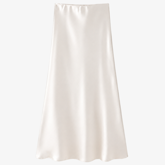 Off-White Satin Maxi Skirt – Pure Elegance