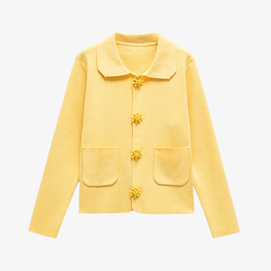Yellow Jacket with Flower Buttons – Freshness & Elegance