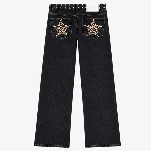 Black Jeans with Leopard Stars