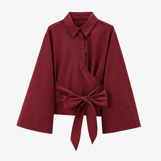 Belted Burgundy Shirt – Elegance & Intensity