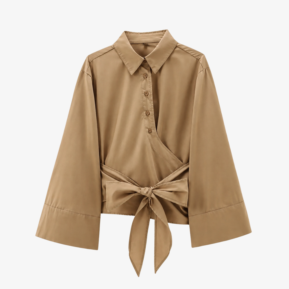 Camel Belted Shirt – Chic & Timeless
